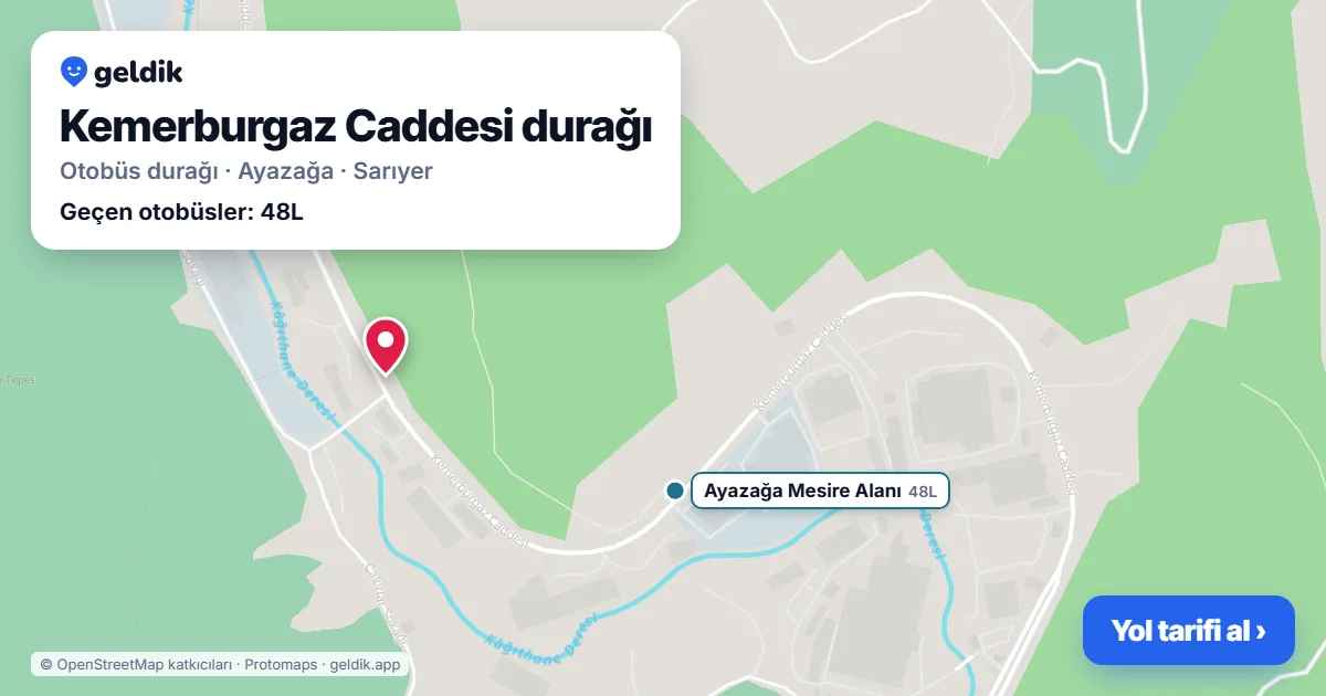 Kemerburgaz Caddesi otobüs durağı haritada: konumu ve yakındaki duraklar