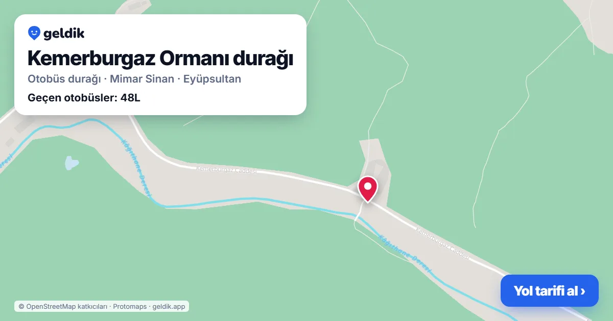 Kemerburgaz Ormanı otobüs durağı haritada: konumu ve yakındaki duraklar