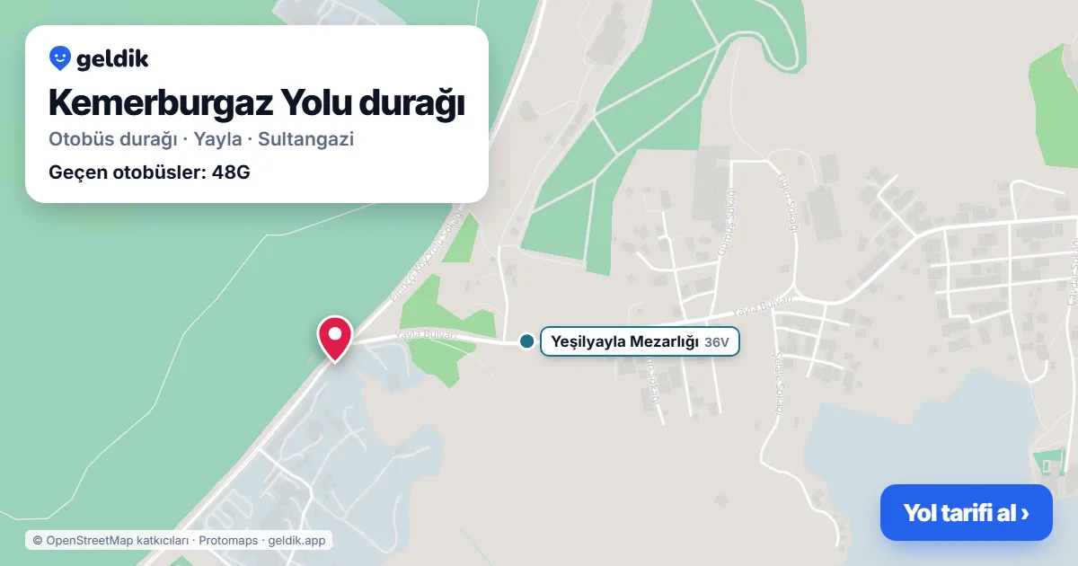 Kemerburgaz Yolu otobüs durağı haritada: konumu ve yakındaki duraklar