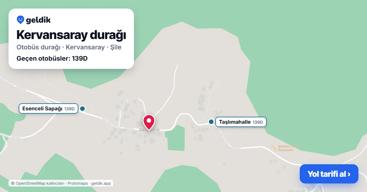 Kervansaray otobüs durağı haritada: konumu ve yakındaki duraklar