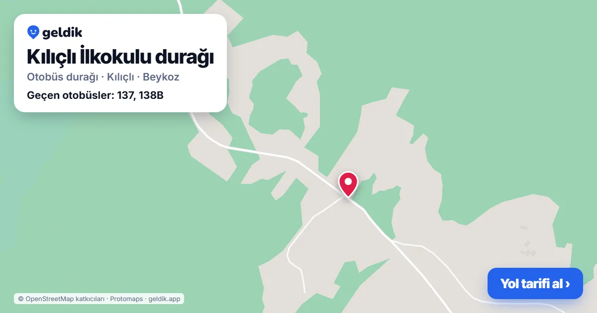 Kılıçlı İlkokulu otobüs durağı haritada: konumu ve yakındaki duraklar