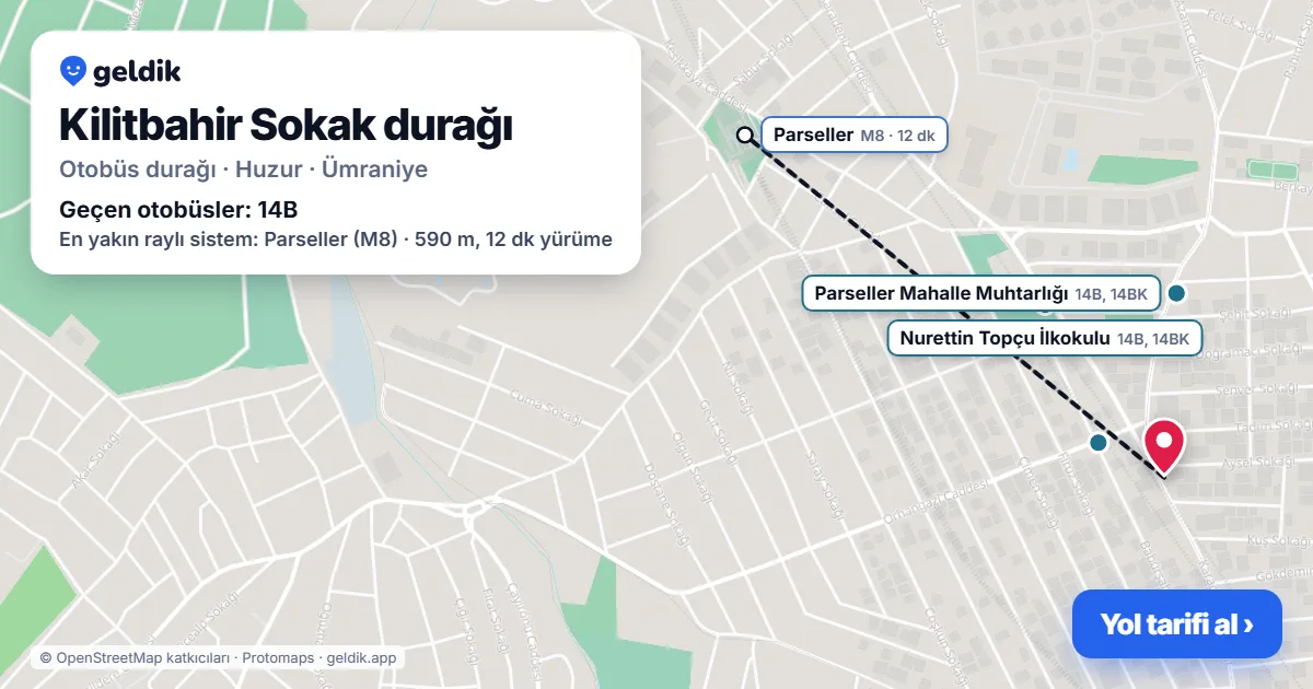Kilitbahir Sokak otobüs durağı haritada: konumu ve yakındaki duraklar