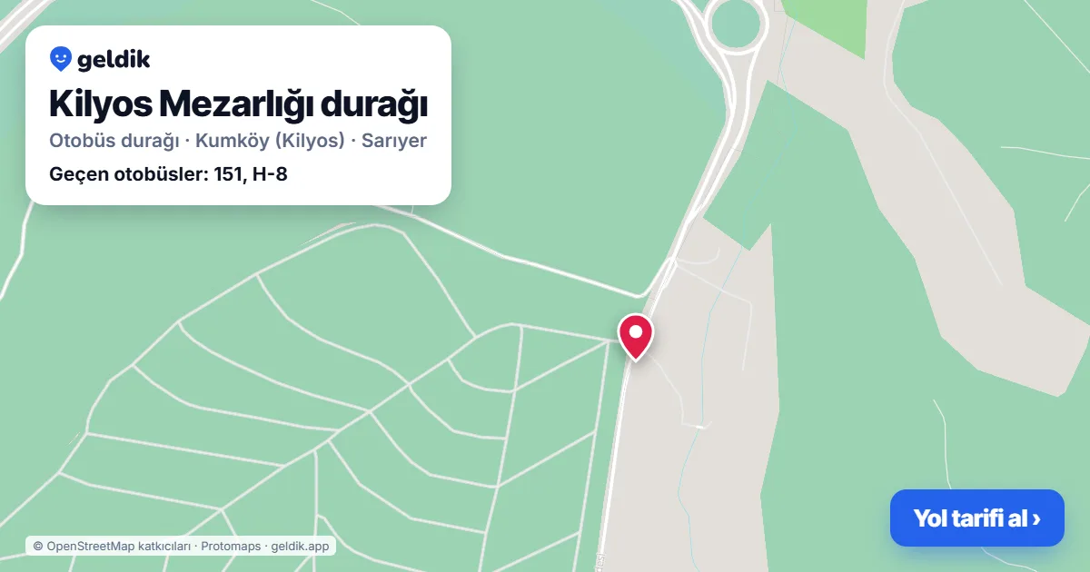 Kilyos Mezarlığı otobüs durağı haritada: konumu ve yakındaki duraklar