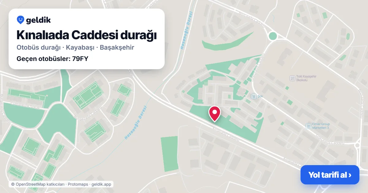 Kınalıada Caddesi otobüs durağı haritada: konumu ve yakındaki duraklar