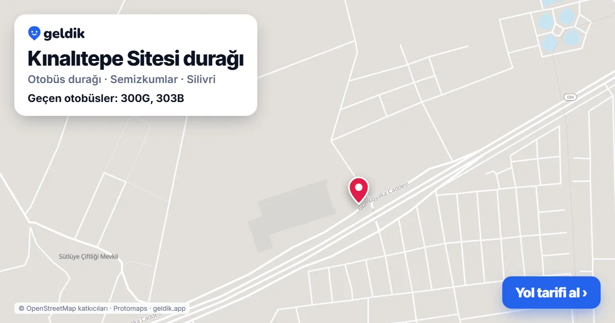 Kınalıtepe Sitesi otobüs durağı haritada: konumu ve yakındaki duraklar