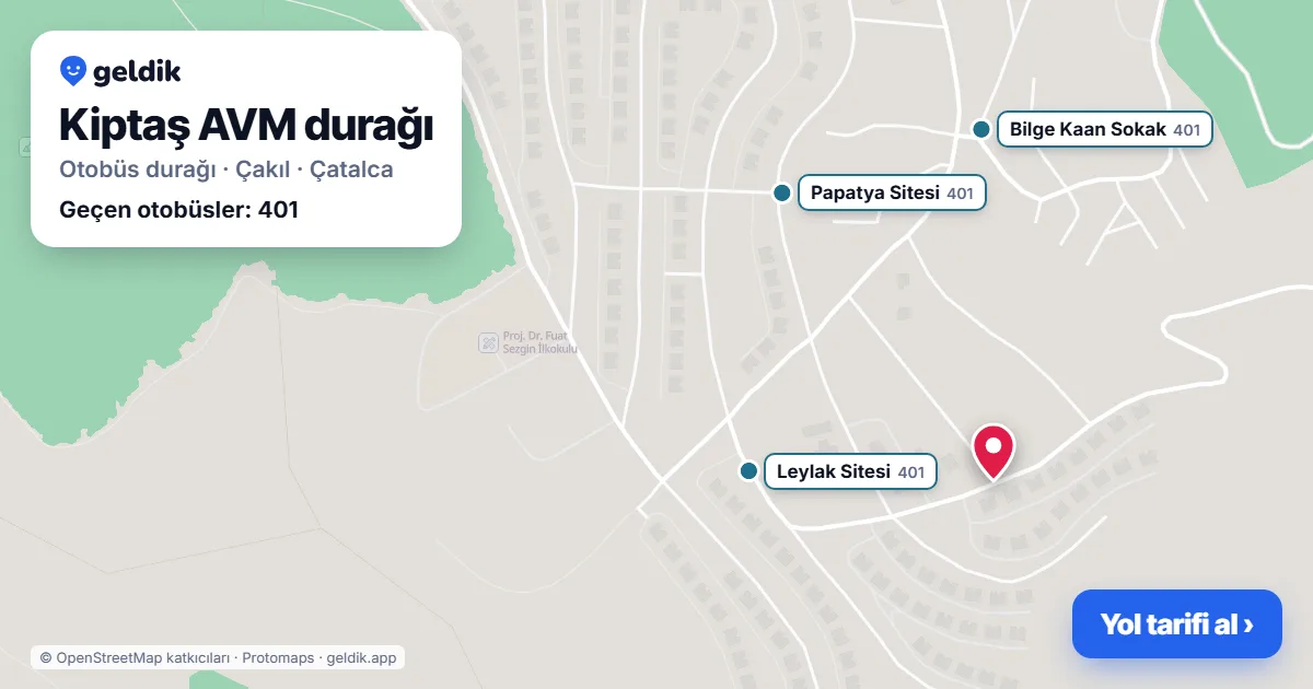 Kiptaş AVM otobüs durağı haritada: konumu ve yakındaki duraklar