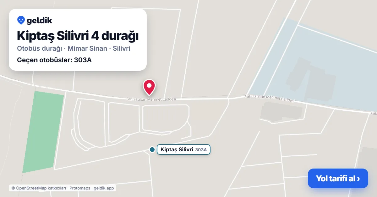 Kiptaş Silivri 4 otobüs durağı haritada: konumu ve yakındaki duraklar