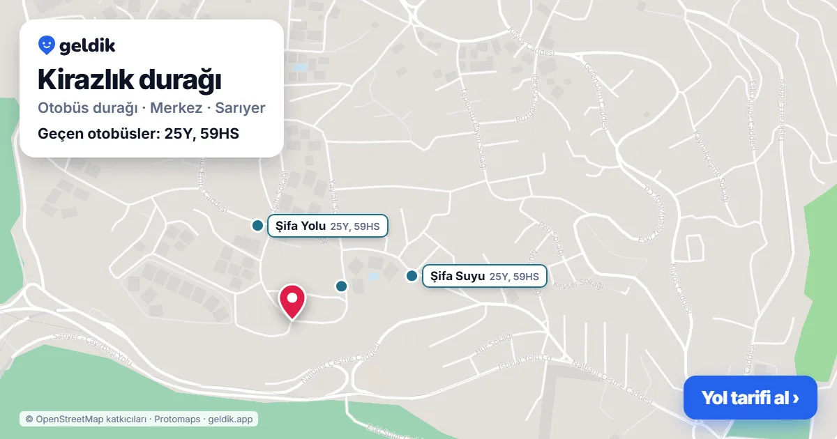 Kirazlık otobüs durağı haritada: konumu ve yakındaki duraklar
