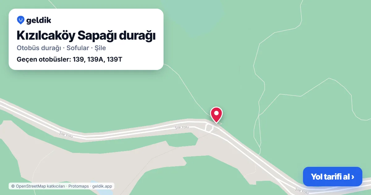 Kızılcaköy Sapağı otobüs durağı haritada: konumu ve yakındaki duraklar