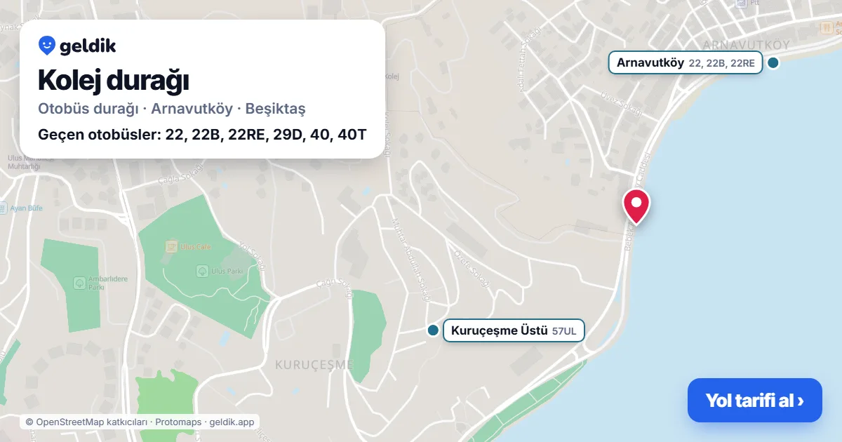 Kolej otobüs durağı haritada: konumu ve yakındaki duraklar