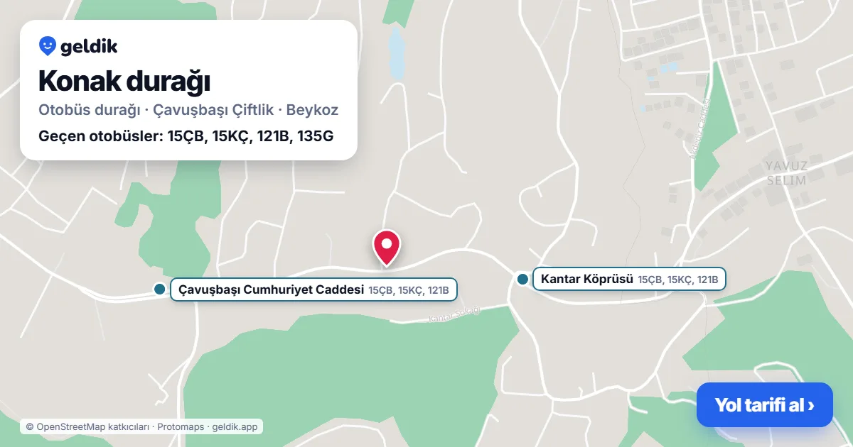 Konak otobüs durağı haritada: konumu ve yakındaki duraklar