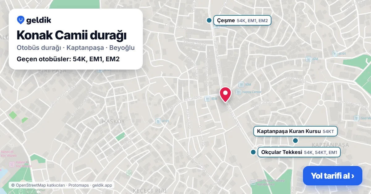 Konak Camii otobüs durağı haritada: konumu ve yakındaki duraklar