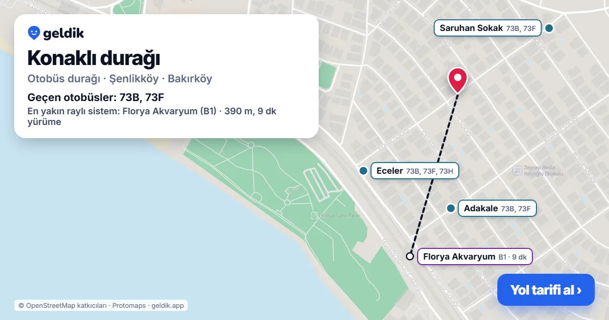 Konaklı otobüs durağı haritada: konumu ve yakındaki duraklar