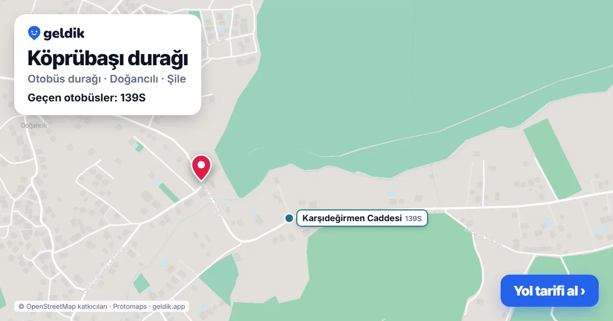 Köprübaşı otobüs durağı haritada: konumu ve yakındaki duraklar
