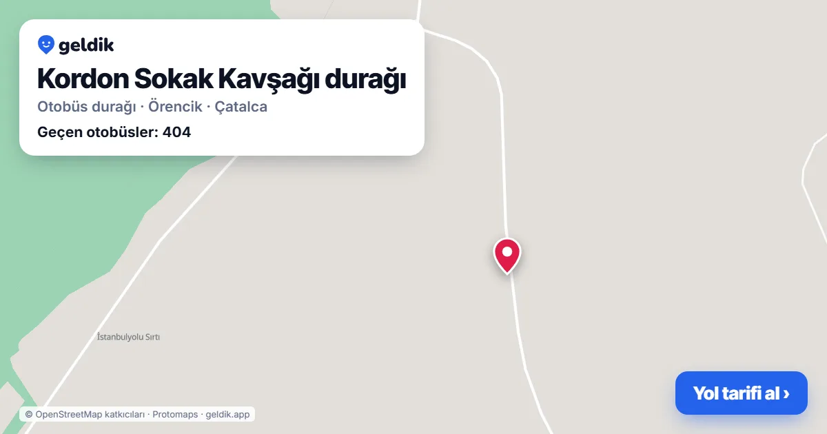 Kordon Sokak Kavşağı otobüs durağı haritada: konumu ve yakındaki duraklar