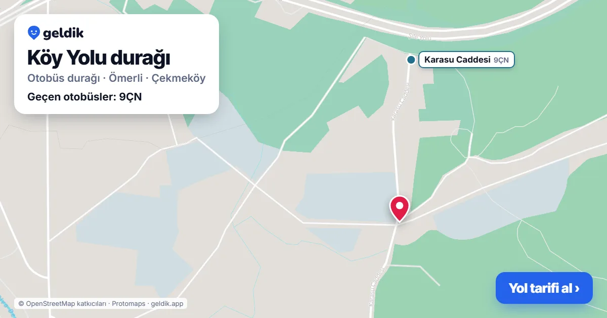 Köy Yolu otobüs durağı haritada: konumu ve yakındaki duraklar