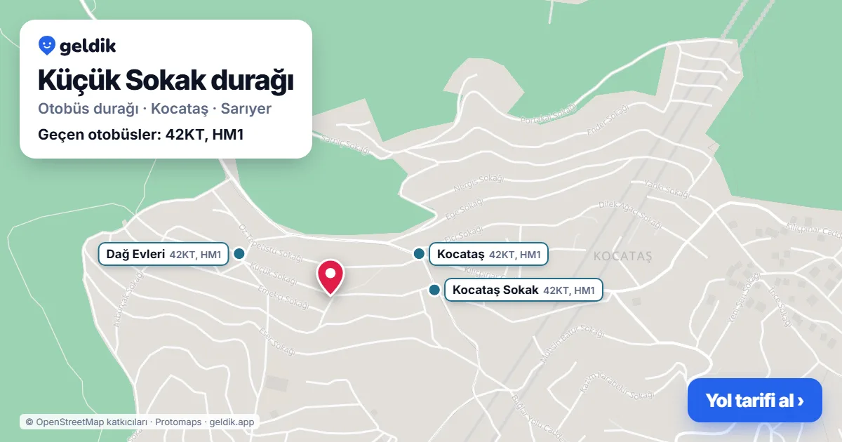 Küçük Sokak otobüs durağı haritada: konumu ve yakındaki duraklar