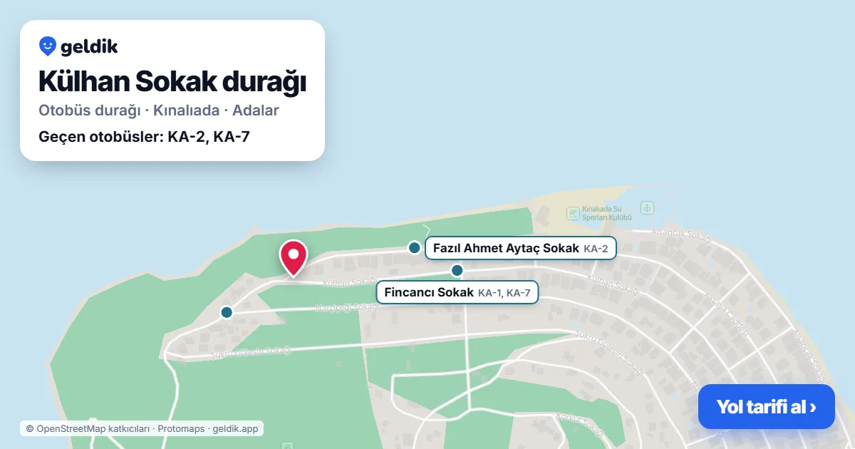 Külhan Sokak otobüs durağı haritada: konumu ve yakındaki duraklar