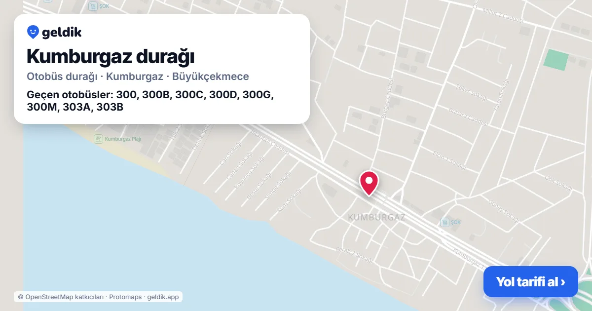 Kumburgaz otobüs durağı haritada: konumu ve yakındaki duraklar