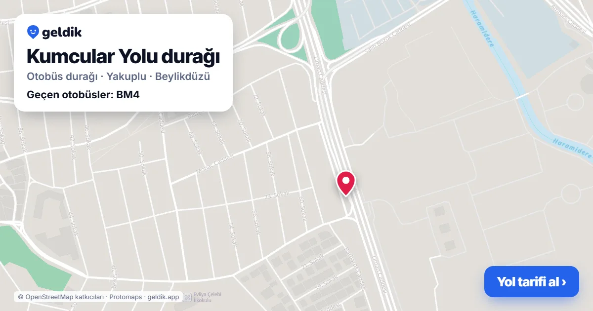 Kumcular Yolu otobüs durağı haritada: konumu ve yakındaki duraklar
