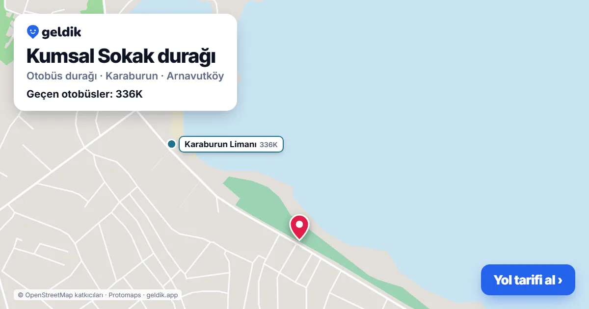 Kumsal Sokak otobüs durağı haritada: konumu ve yakındaki duraklar