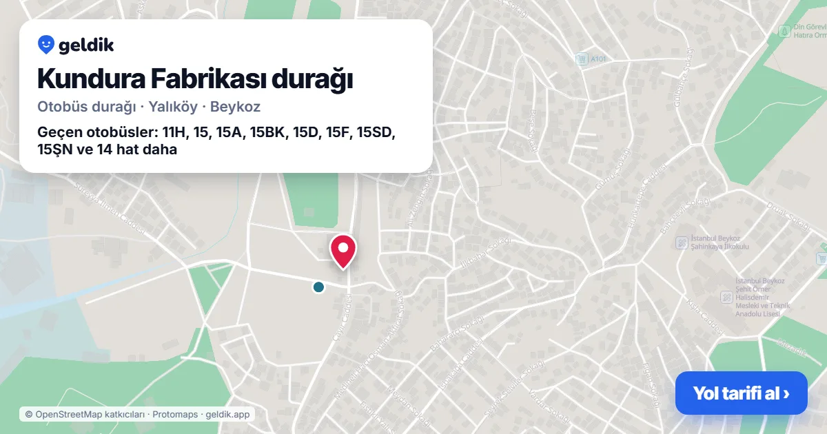 Kundura Fabrikası otobüs durağı haritada: konumu ve yakındaki duraklar