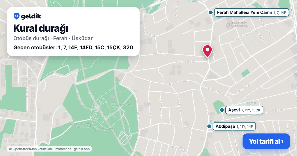 Kural otobüs durağı haritada: konumu ve yakındaki duraklar