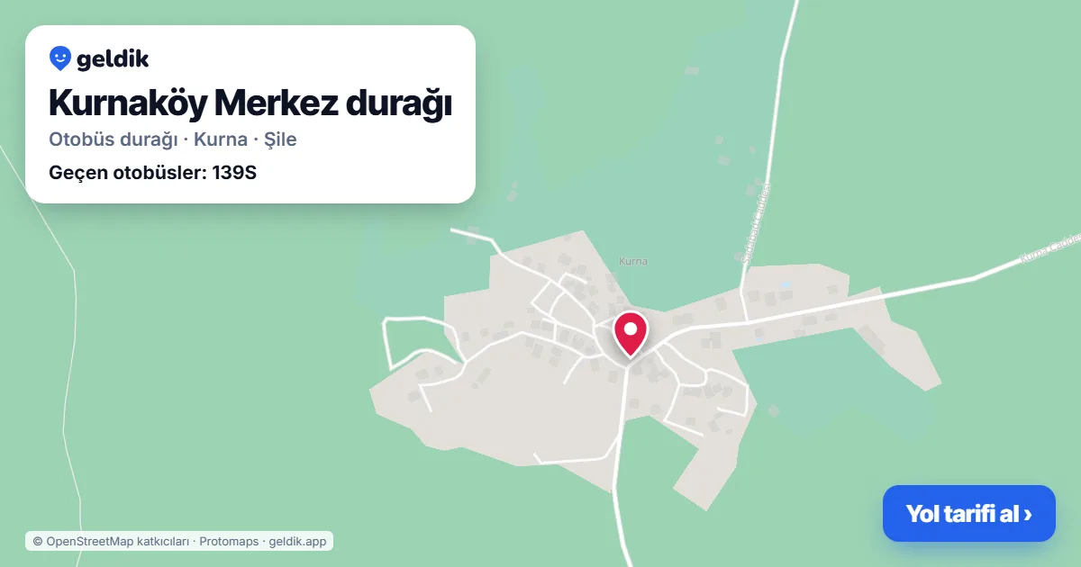 Kurnaköy Merkez otobüs durağı haritada: konumu ve yakındaki duraklar