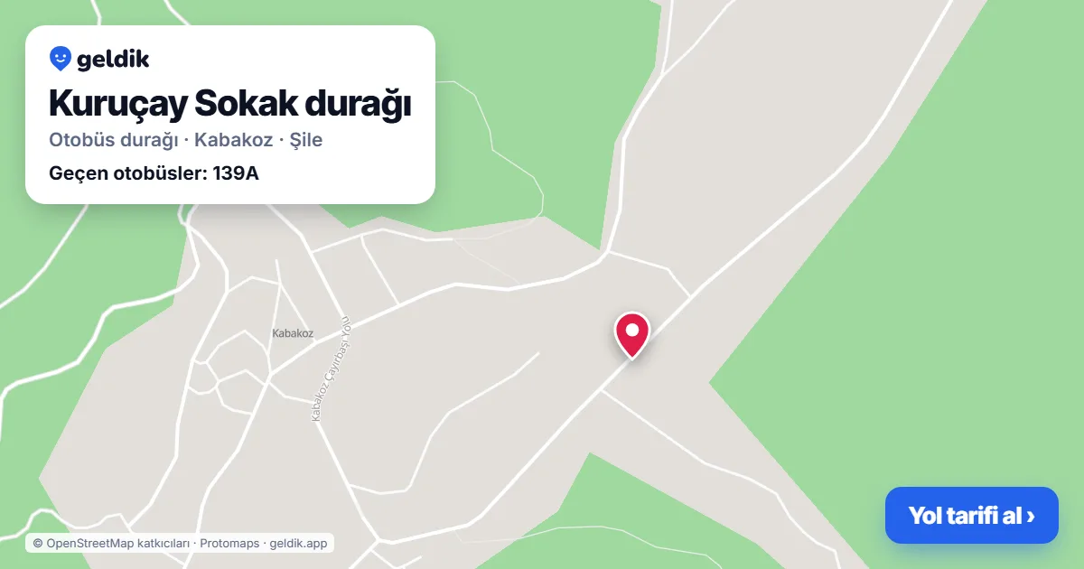 Kuruçay Sokak otobüs durağı haritada: konumu ve yakındaki duraklar