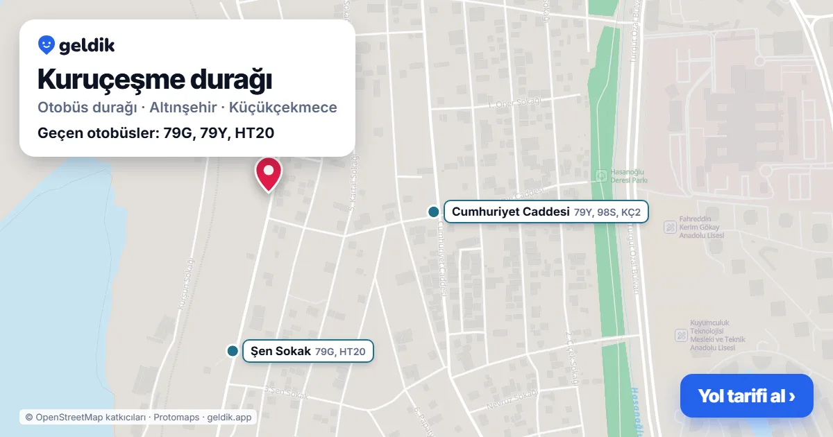 Kuruçeşme otobüs durağı haritada: konumu ve yakındaki duraklar