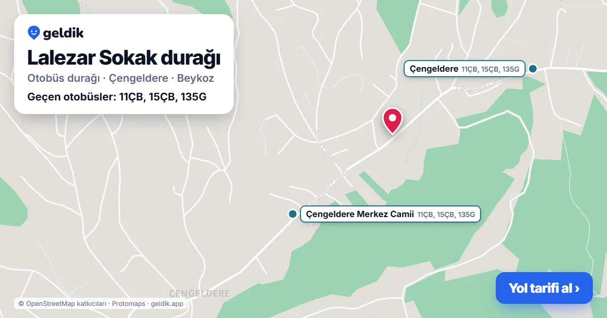 Lalezar Sokak otobüs durağı haritada: konumu ve yakındaki duraklar