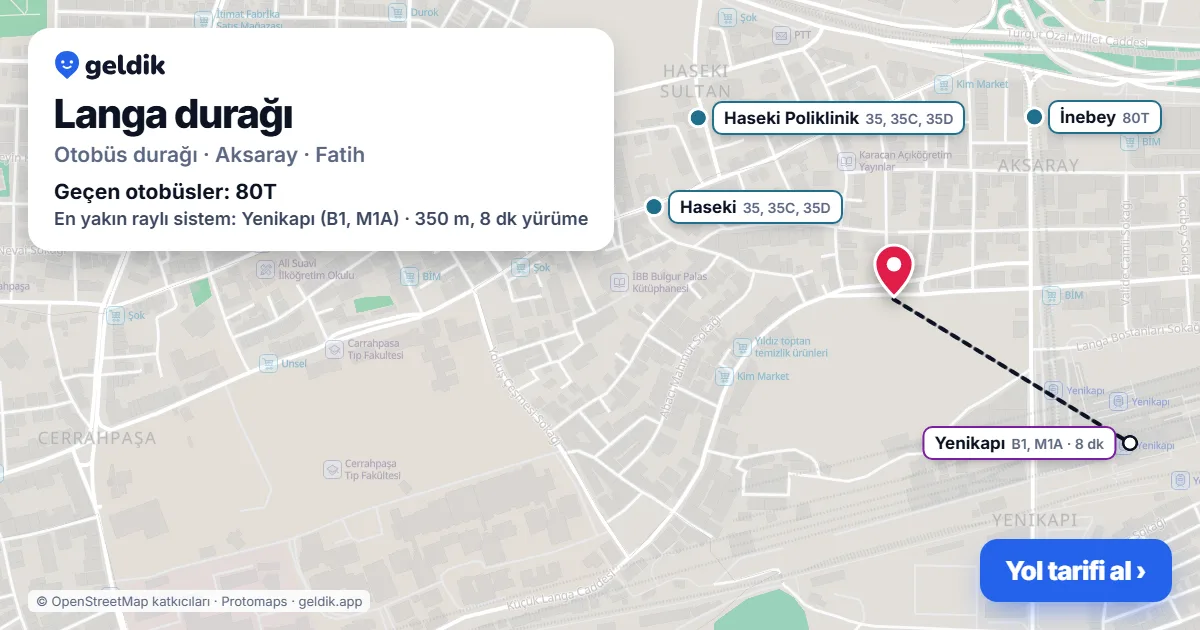 Langa otobüs durağı haritada: konumu ve yakındaki duraklar