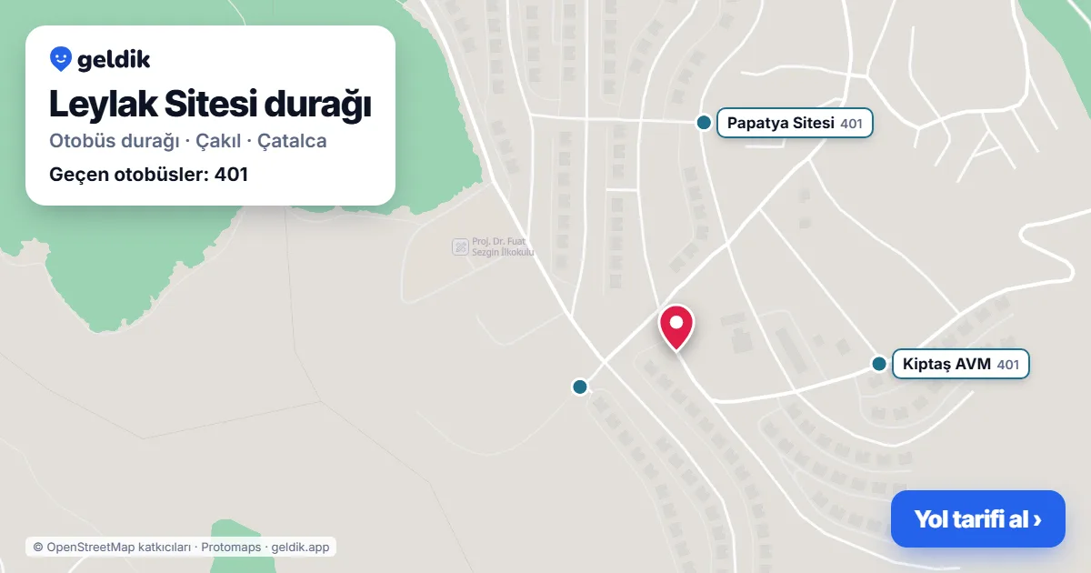 Leylak Sitesi otobüs durağı haritada: konumu ve yakındaki duraklar