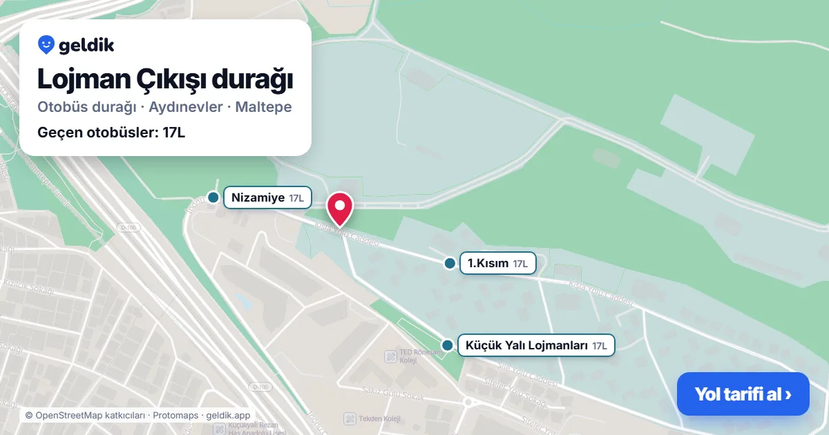 Lojman Çıkışı otobüs durağı haritada: konumu ve yakındaki duraklar