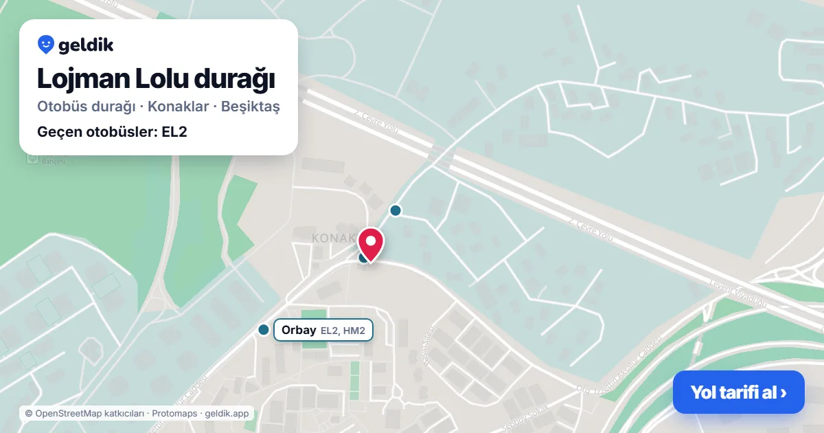 Lojman Lolu otobüs durağı haritada: konumu ve yakındaki duraklar