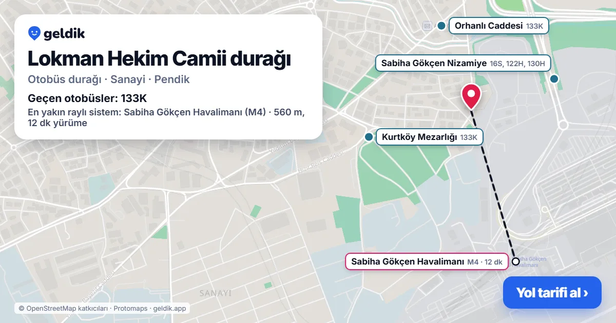Lokman Hekim Camii otobüs durağı haritada: konumu ve yakındaki duraklar