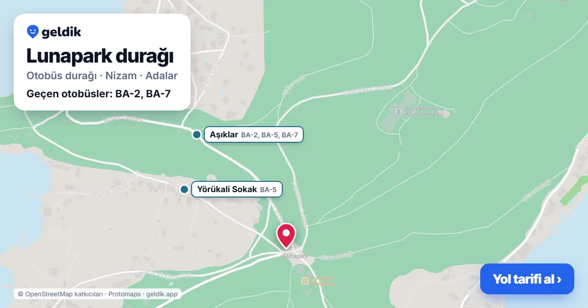Lunapark otobüs durağı haritada: konumu ve yakındaki duraklar