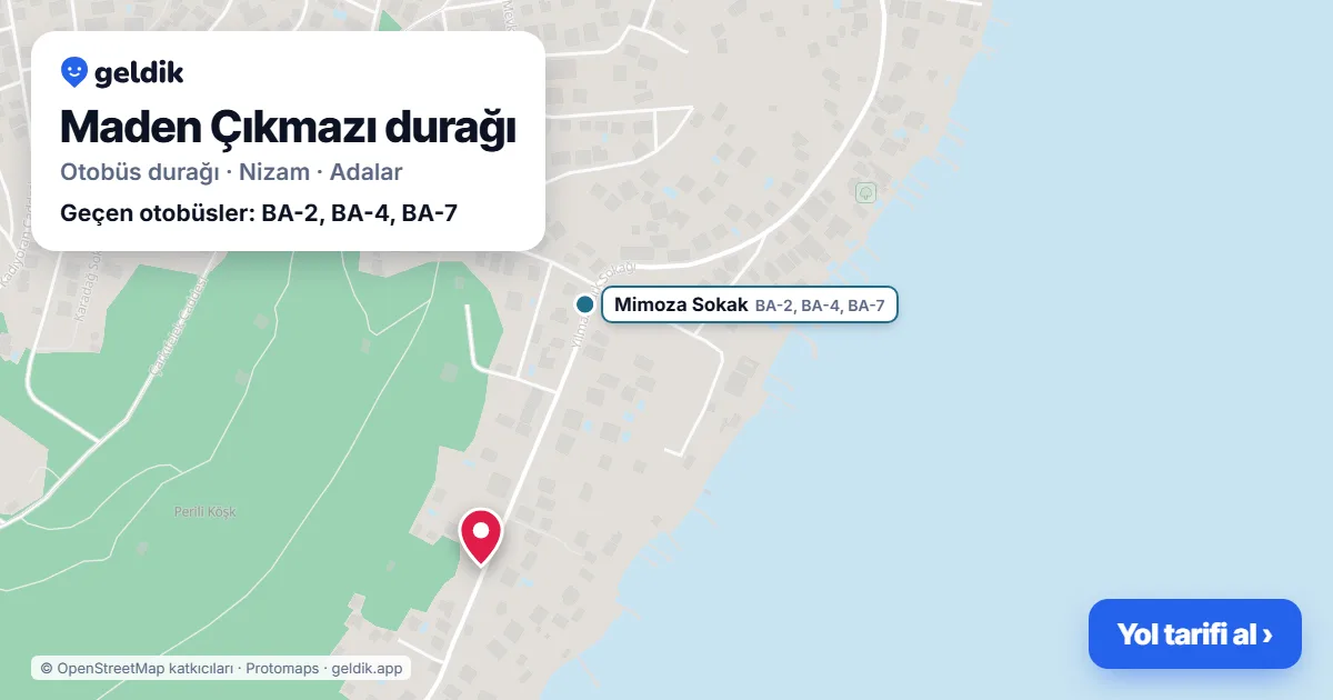 Maden Çıkmazı otobüs durağı haritada: konumu ve yakındaki duraklar