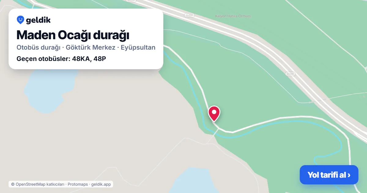 Maden Ocağı otobüs durağı haritada: konumu ve yakındaki duraklar