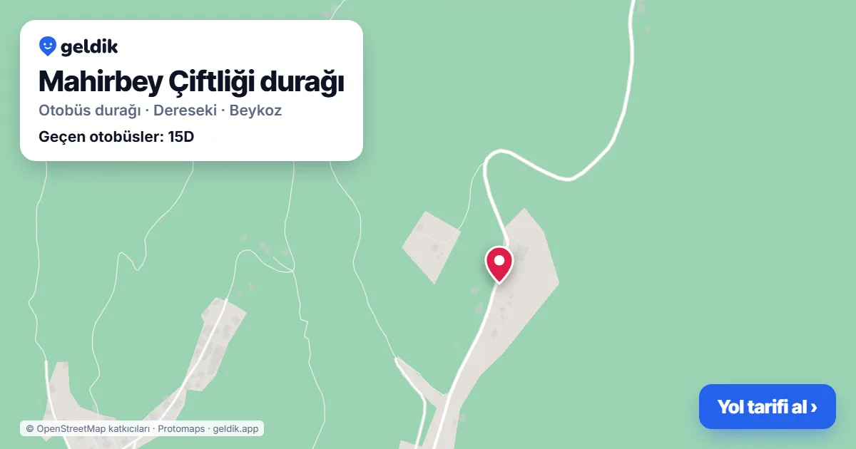 Mahirbey Çiftliği otobüs durağı haritada: konumu ve yakındaki duraklar