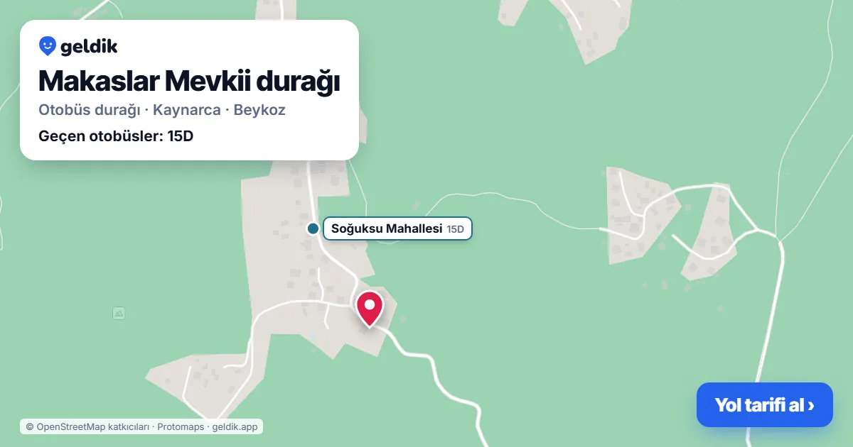 Makaslar Mevkii otobüs durağı haritada: konumu ve yakındaki duraklar