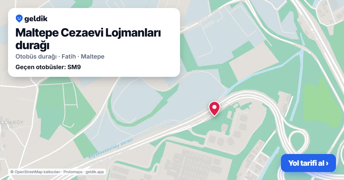 Maltepe Cezaevi Lojmanları otobüs durağı haritada: konumu ve yakındaki duraklar