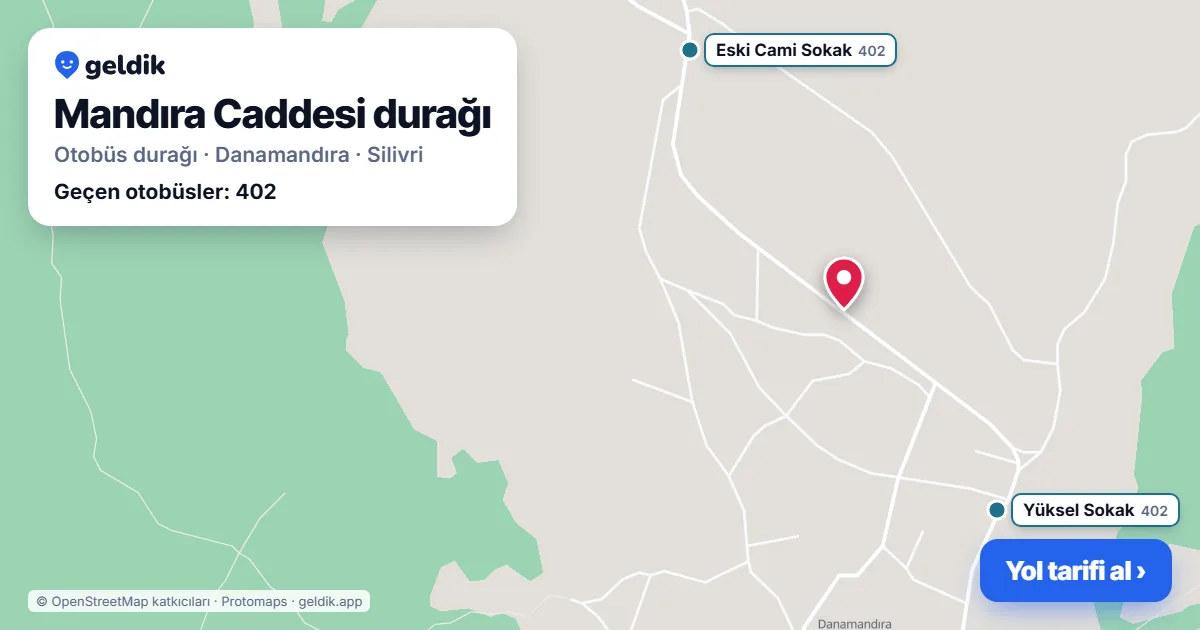 Mandıra Caddesi otobüs durağı haritada: konumu ve yakındaki duraklar