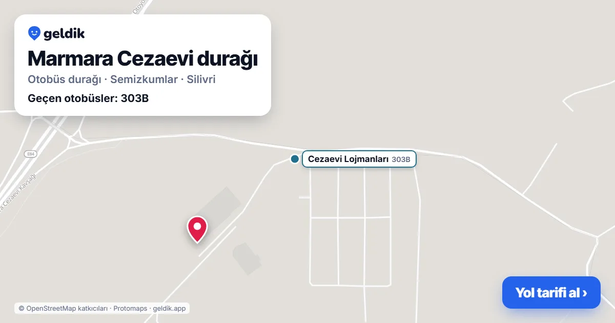 Marmara Cezaevi otobüs durağı haritada: konumu ve yakındaki duraklar