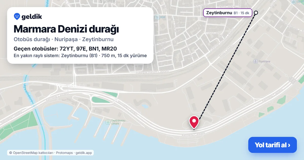 Marmara Denizi otobüs durağı haritada: konumu ve yakındaki duraklar