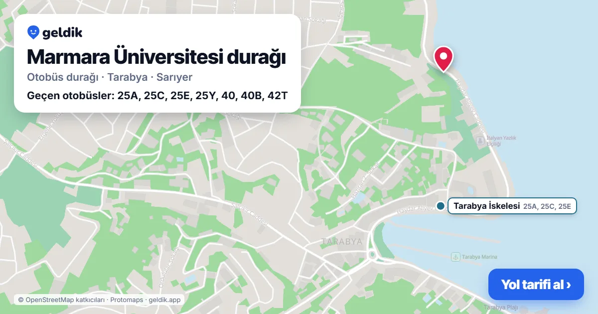Marmara Üniversitesi otobüs durağı haritada: konumu ve yakındaki duraklar