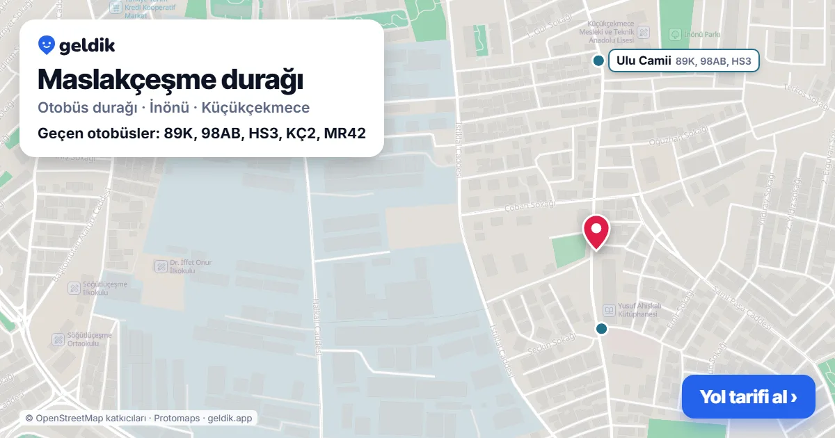 Maslakçeşme otobüs durağı haritada: konumu ve yakındaki duraklar