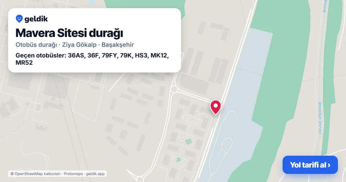 Mavera Sitesi otobüs durağı haritada: konumu ve yakındaki duraklar