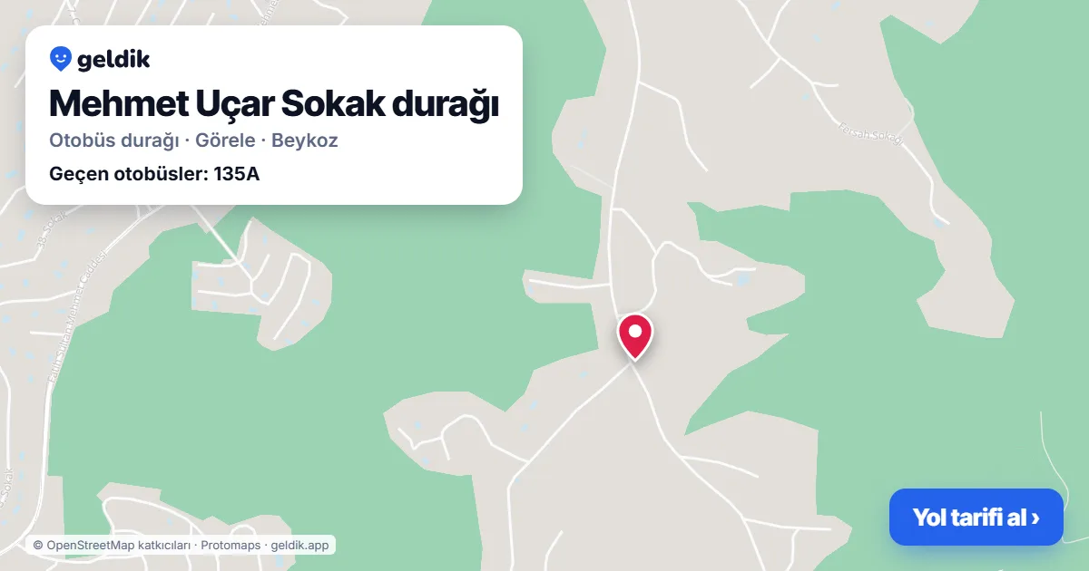 Mehmet Uçar Sokak otobüs durağı haritada: konumu ve yakındaki duraklar