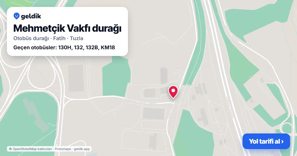 Mehmetçik Vakfı otobüs durağı haritada: konumu ve yakındaki duraklar